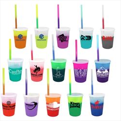 DA70912 12 oz. Mood Stadium Cup with Straw Lid Set and Custom Imprint